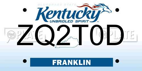 ZQ2T0D Kentucky License Plate