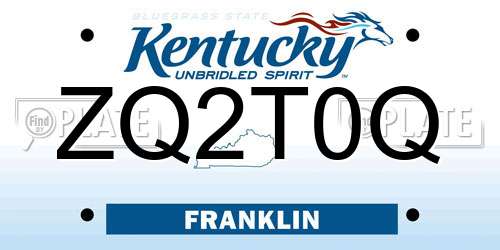 ZQ2T0Q Kentucky License Plate