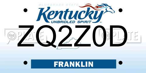 ZQ2Z0D Kentucky License Plate