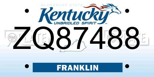 ZQ87488 Kentucky License Plate