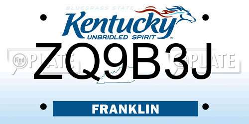 ZQ9B3J Kentucky License Plate