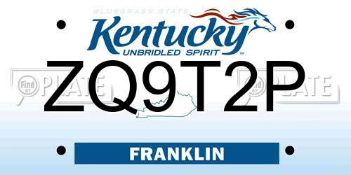 ZQ9T2P Kentucky License Plate