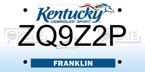 ZQ9Z2P Kentucky License Plate