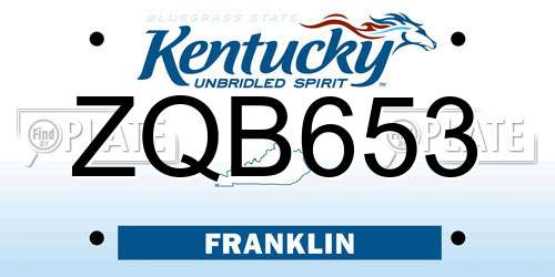 ZQB653 Kentucky License Plate
