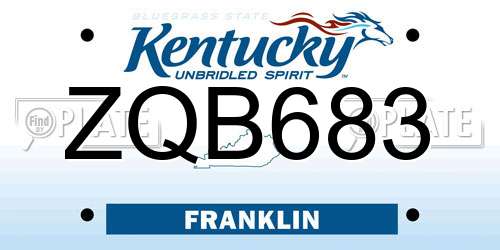 ZQB683 Kentucky License Plate