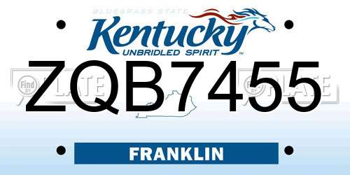 ZQB7455 Kentucky License Plate