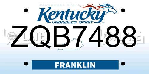 ZQB7488 Kentucky License Plate
