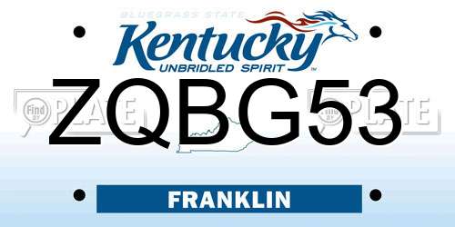 ZQBG53 Kentucky License Plate