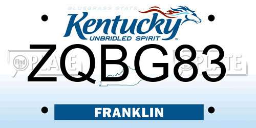 ZQBG83 Kentucky License Plate