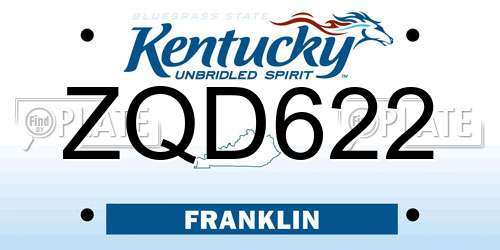 ZQD622 Kentucky License Plate