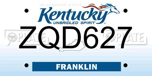 ZQD627 Kentucky License Plate
