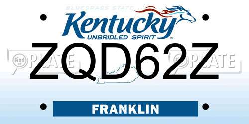 ZQD62Z Kentucky License Plate