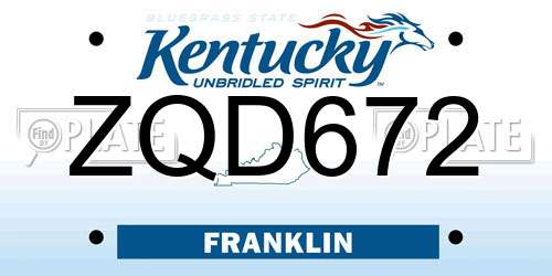 ZQD672 Kentucky License Plate