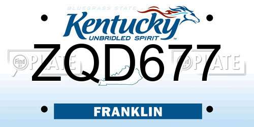 ZQD677 Kentucky License Plate