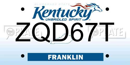 ZQD67T Kentucky License Plate