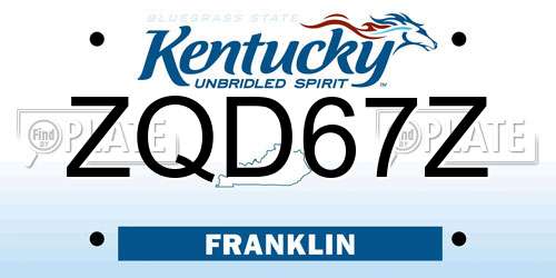 ZQD67Z Kentucky License Plate
