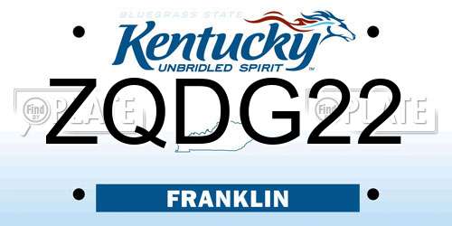 ZQDG22 Kentucky License Plate