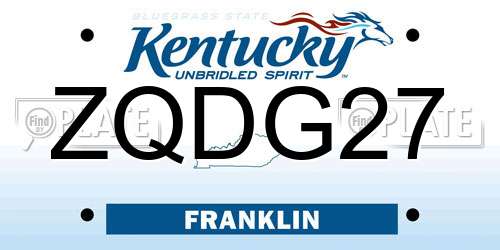 ZQDG27 Kentucky License Plate