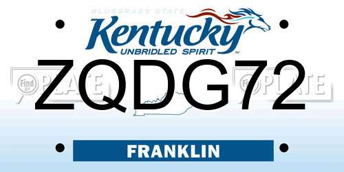ZQDG72 Kentucky License Plate