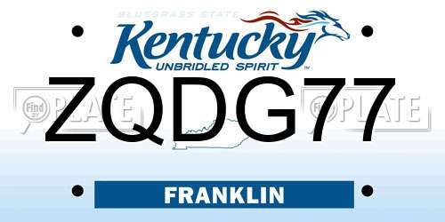 ZQDG77 Kentucky License Plate