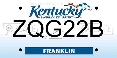 ZQG22B Kentucky License Plate