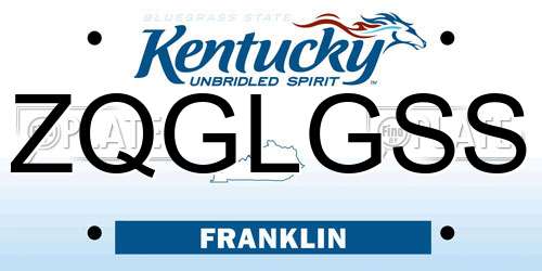 ZQGLGSS Kentucky License Plate