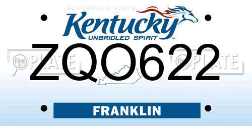 ZQO622 Kentucky License Plate