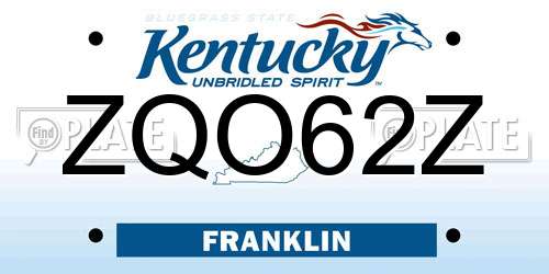 ZQO62Z Kentucky License Plate