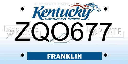 ZQO677 Kentucky License Plate
