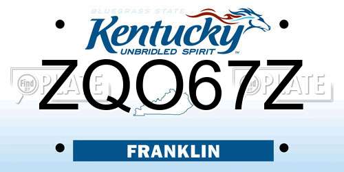 ZQO67Z Kentucky License Plate