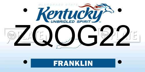 ZQOG22 Kentucky License Plate