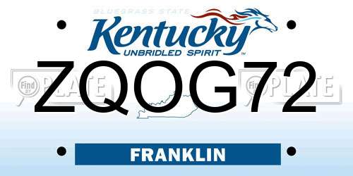 ZQOG72 Kentucky License Plate