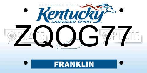 ZQOG77 Kentucky License Plate