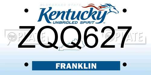 ZQQ627 Kentucky License Plate