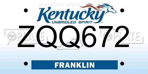 ZQQ672 Kentucky License Plate