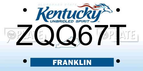 ZQQ67T Kentucky License Plate