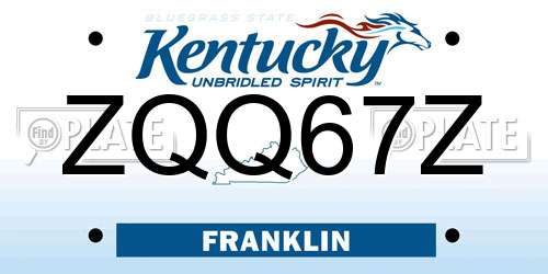 ZQQ67Z Kentucky License Plate