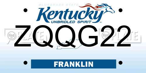 ZQQG22 Kentucky License Plate