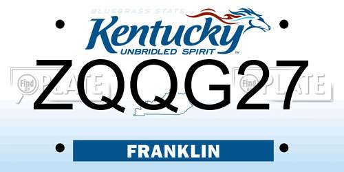 ZQQG27 Kentucky License Plate
