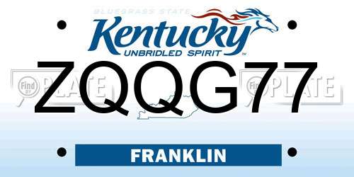 ZQQG77 Kentucky License Plate