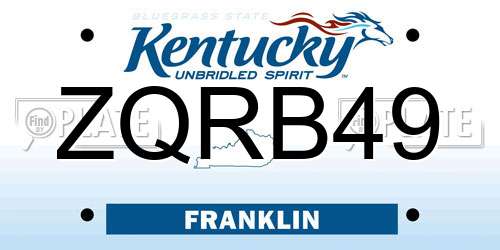 ZQRB49 Kentucky License Plate