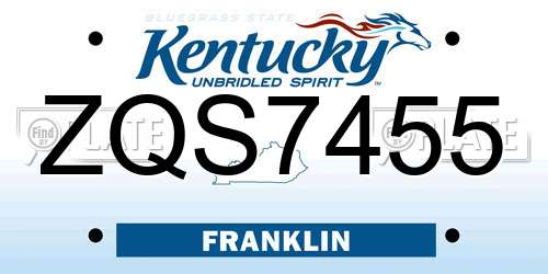 ZQS7455 Kentucky License Plate