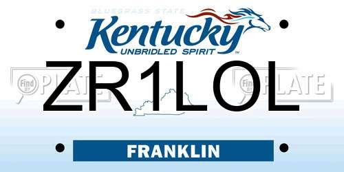 ZR1LOL Kentucky License Plate