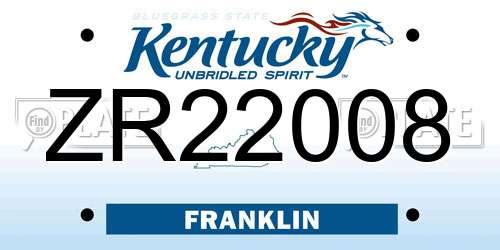ZR22008 Kentucky License Plate