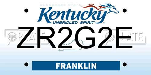 ZR2G2E Kentucky License Plate