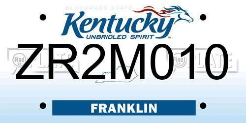 ZR2M010 Kentucky License Plate