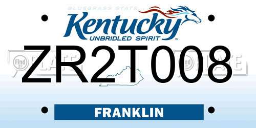 ZR2T008 Kentucky License Plate