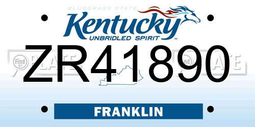 ZR41890 Kentucky License Plate