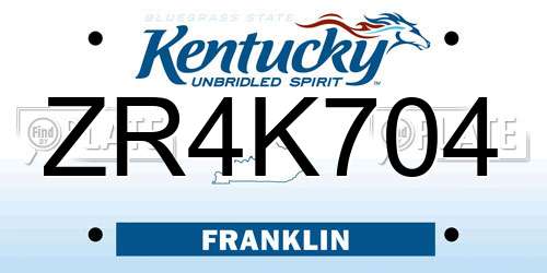 ZR4K704 Kentucky License Plate