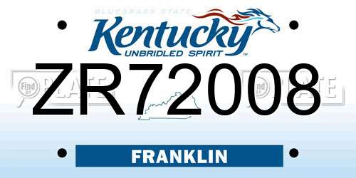 ZR72008 Kentucky License Plate